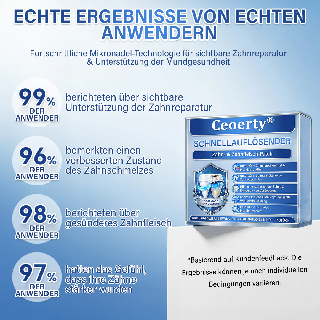 (NEW)Ceoerty® Zahn- und Zahnfleischpflege – schnell lösliches Mikronadel-Pflaster✨ (𝟓-𝐢𝐧-𝟏 💎 𝐙𝐚𝐡𝐧𝐬𝐜𝐡𝐦𝐞𝐥𝐳 & 𝐃𝐞𝐧𝐭𝐢𝐧 𝐖𝐢𝐞𝐝𝐞𝐫𝐚𝐮𝐟𝐛𝐚𝐮𝐞𝐧 • 𝐙𝐚𝐡𝐧𝐟𝐥𝐞𝐢𝐬𝐜𝐡 𝐒𝐭ä𝐫𝐤𝐞𝐧 • 𝐙𝐚𝐡𝐧𝐬𝐭𝐞𝐢𝐧 & 𝐌𝐮𝐧𝐝𝐠𝐞𝐫𝐮𝐜𝐡 𝐁𝐞𝐬𝐞𝐢𝐭𝐢𝐠𝐞𝐧 • 𝐙ä𝐡𝐧𝐞 𝐀𝐮𝐟𝐡𝐞𝐥𝐥𝐞𝐧 • 𝐙𝐚𝐡𝐧𝐞𝐦𝐩𝐟𝐢𝐧𝐝𝐥𝐢𝐜𝐡𝐤𝐞𝐢𝐭 𝐒𝐭𝐨𝐩𝐩𝐞𝐧)