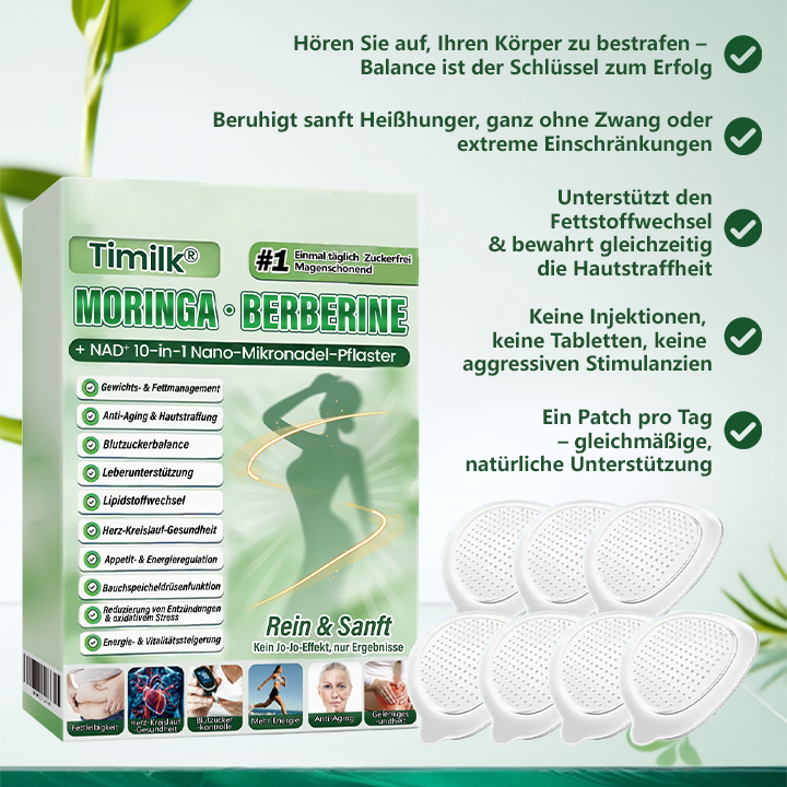Offizieller Store | ☀️☀️ Timilk® Moringa · Berberine + NAD+ 10-in-1 Nano-Mikronadelpflaster(Nur einmal täglich – sichtbare Veränderungen innerhalb von 7 Tagen)🔥❤️