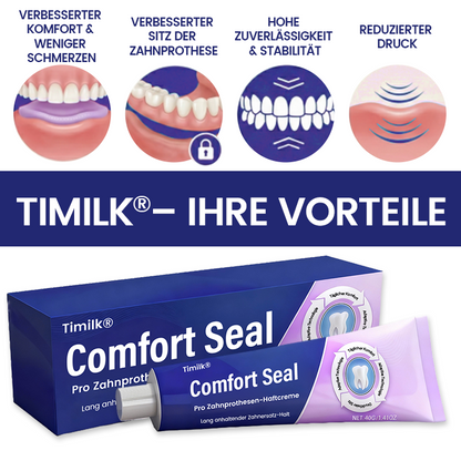 🔥 BEGRENZTES SONDERANGEBOT 🔥 Timilk® Comfort Seal Pro Zahnprothesen-Haftcreme 🦷💜 FDA-zertifiziert (Klinisch getestet: 96 Stunden Halt für sicheren, komfortablen und zinkfreien Sitz der Zahnprothese) (Copy)
