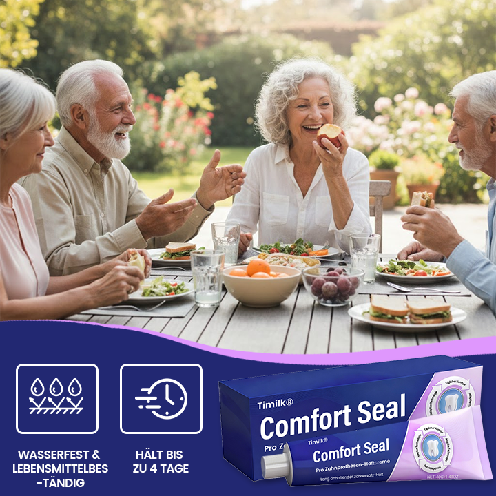 🔥 BEGRENZTES SONDERANGEBOT 🔥 Timilk® Comfort Seal Pro Zahnprothesen-Haftcreme 🦷💜 FDA-zertifiziert (Klinisch getestet: 96 Stunden Halt für sicheren, komfortablen und zinkfreien Sitz der Zahnprothese) (Copy)