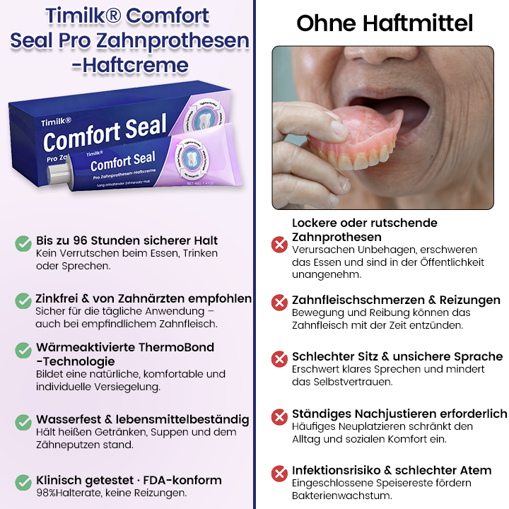 Timilk® Comfort Seal Pro Zahnprothesen-Haftcreme 🦷✨